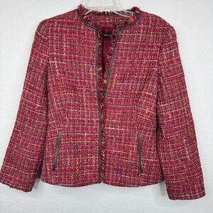 Tweed Burgundy Sz 4 Wool Blend Classic Fit Skirt Suit Acadamia Clueless Preppy